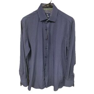 Tom Baine Shirt Mens Small 14.5 Blue Button Up Performance Slim Fit Wrinkle Free